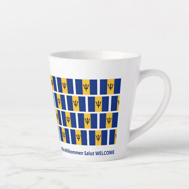 Patriotic Barbados Flag Hospitality Latte Mug (Right)