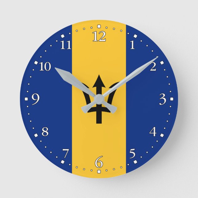 Patriotic Barbados Flag Round Clock (Front)
