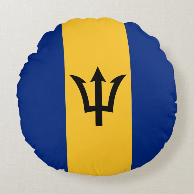 Patriotic Barbados Flag Round Pillow (Front)