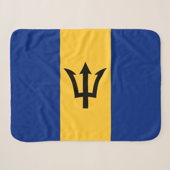 Patriotic Barbados Flag Sherpa Blanket (Front (Horizontal))