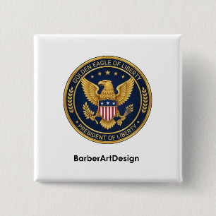Patriotic Barber Unity Shield - Professional Round 2 Inch Square Button