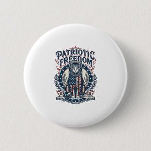 Patriotic Barn Cat Vector Graphic Tee_1 2 Inch Round Button