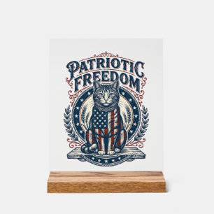 Patriotic Barn Cat Vector Graphic Tee_1 Acrylic Sign