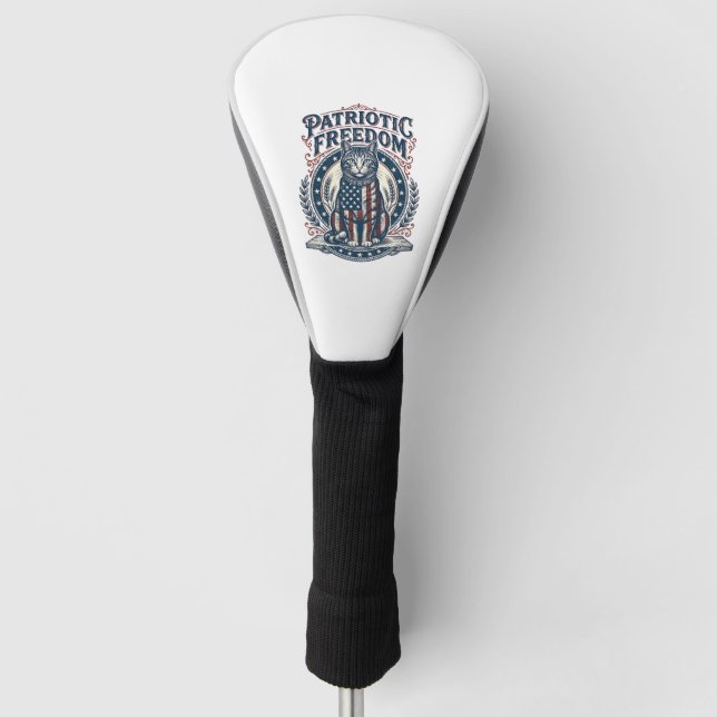 Patriotic Barn Cat Vector Graphic Tee_1 Golf Head Cover (Front)