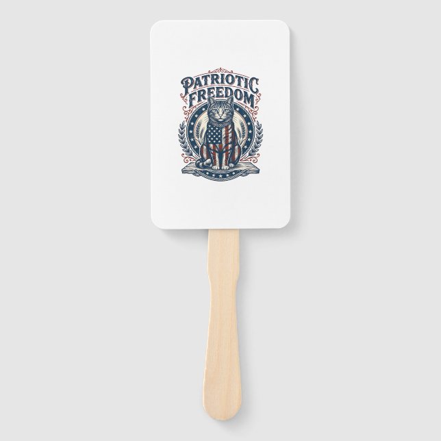 Patriotic Barn Cat Vector Graphic Tee_1 Hand Fan (Front)