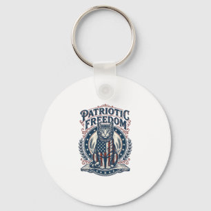 Patriotic Barn Cat Vector Graphic Tee_1 Keychain