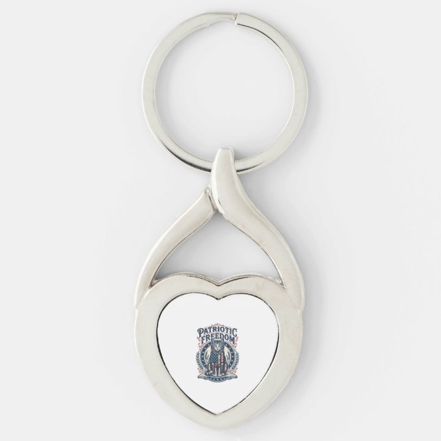 Patriotic Barn Cat Vector Graphic Tee_1 Keychain (Front)