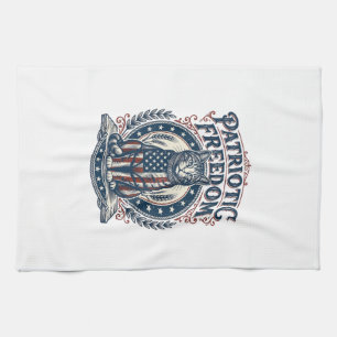 Patriotic Barn Cat Vector Graphic Tee_1 Kitchen Towel
