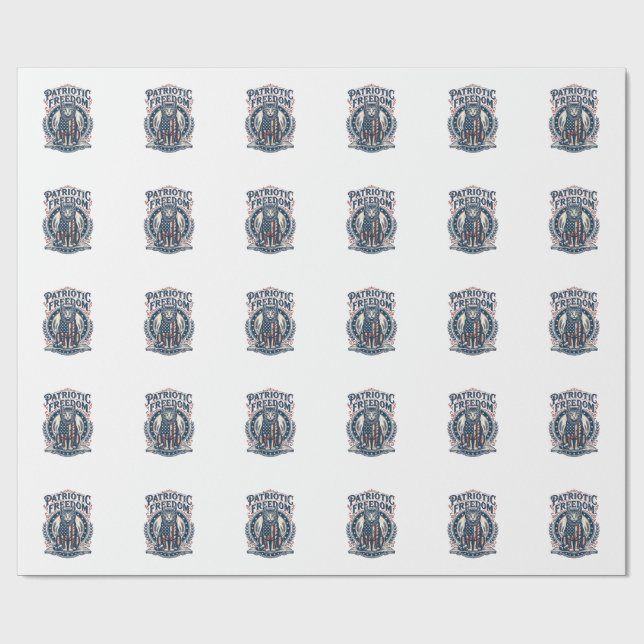 Patriotic Barn Cat Vector Graphic Tee_1 Wrapping Paper (Flat)