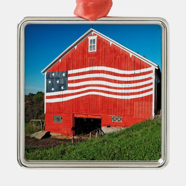 Patriotic Barn Metal Ornament (Front)