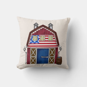 Patriotic Barn Throw Pillow