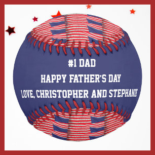 Patriotic Baseball, #1 Dad, Father's Day, Flags Baseball