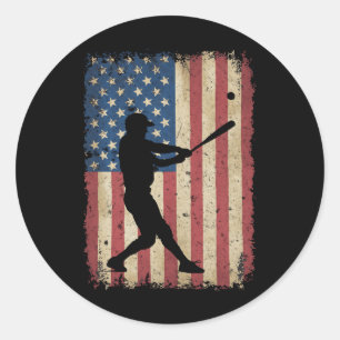 Patriotic Baseball 4th Of July Men Usa American Fl Classic Round Sticker
