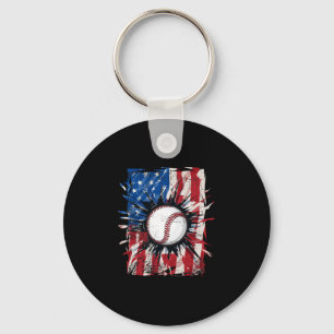 Patriotic baseball 4th of july men usa american keychain