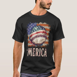 Patriotic Baseball 4th Of July Merica USA American T-Shirt