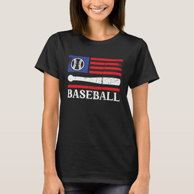 Patriotic Baseball 4th Of July US Flag Baseball Fa T-Shirt (Front)