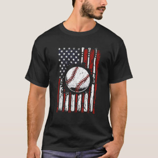 Patriotic Baseball 4th Of July USA American Flag M T-Shirt