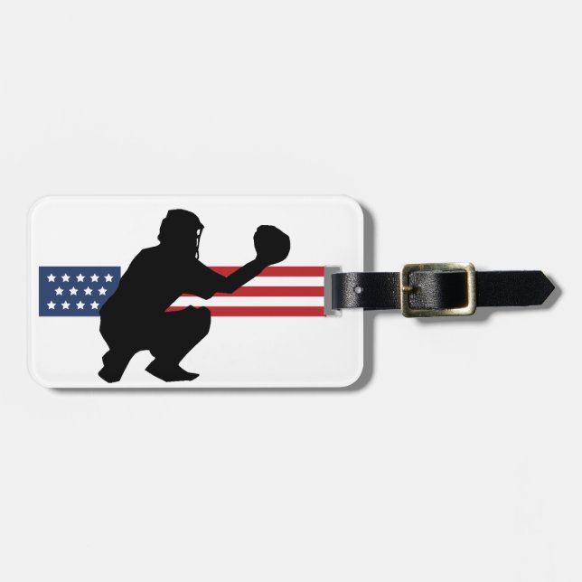 Patriotic Baseball Design Luggage Tags (Front Horizontal)