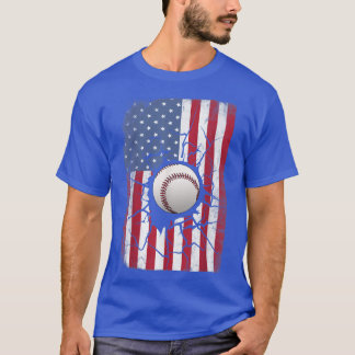 Patriotic Baseball July 4th Men American Flag USA  T-Shirt