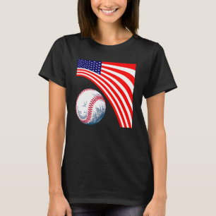 Patriotic Baseball July 4th Mens USA American Flag T-Shirt