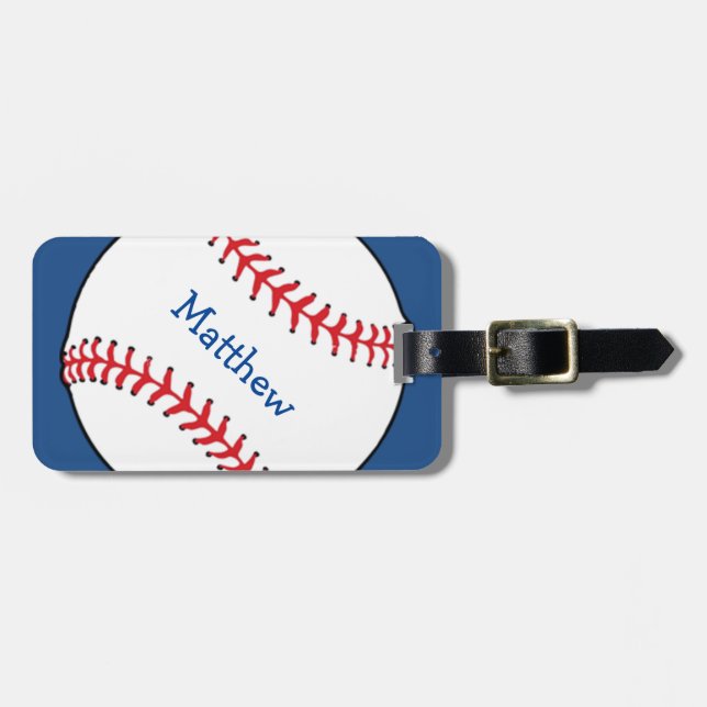 Patriotic Baseball Luggage Tag (Front Horizontal)