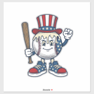 Patriotic Baseball Mascot Vintage Engraving Design