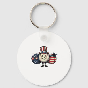 Patriotic Baseball Trio Vintage Vector Shirt_1 Keychain