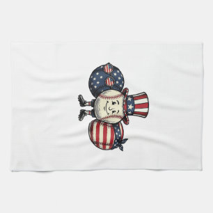 Patriotic Baseball Trio Vintage Vector Shirt_1 Kitchen Towel