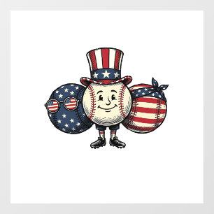 Patriotic Baseball Trio Vintage Vector Shirt_1 Window Cling