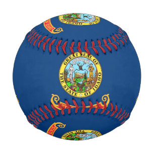 Patriotic baseball with flag of Idaho, USA