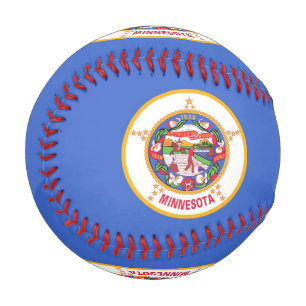 Patriotic baseball with flag of Minnesota, USA