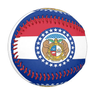 Patriotic baseball with flag of Missouri, USA