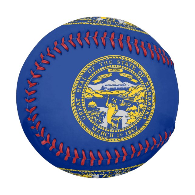 Patriotic baseball with flag of Nebraska, USA (Front Left)