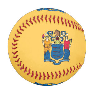 Patriotic baseball with flag of New Jersey