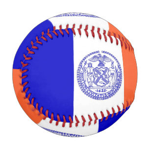 Patriotic baseball with flag of New York City