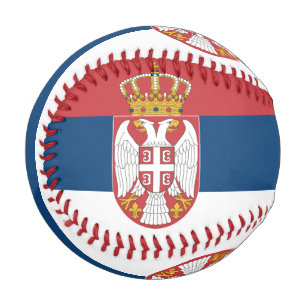 Patriotic baseball with flag of Serbia