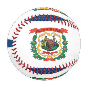 Patriotic baseball with flag of West Virginia