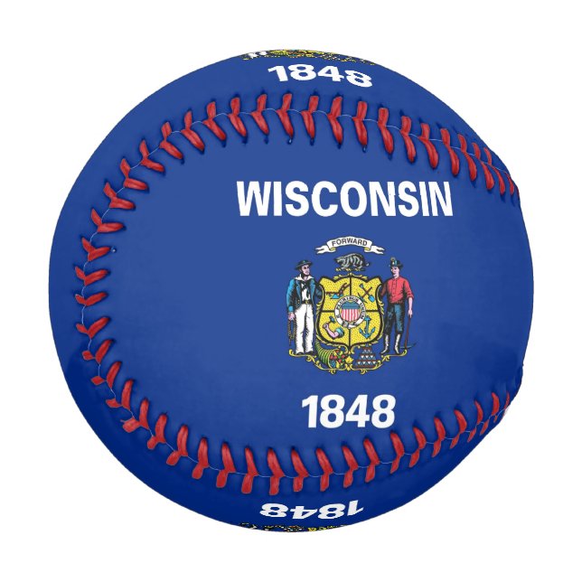 Patriotic baseball with flag of Wisconsin State (Front Left)