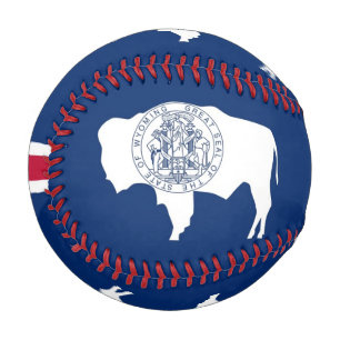 Patriotic baseball with flag of Wyoming, USA