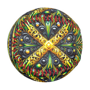 Patriotic baseball with Jamaican Colours