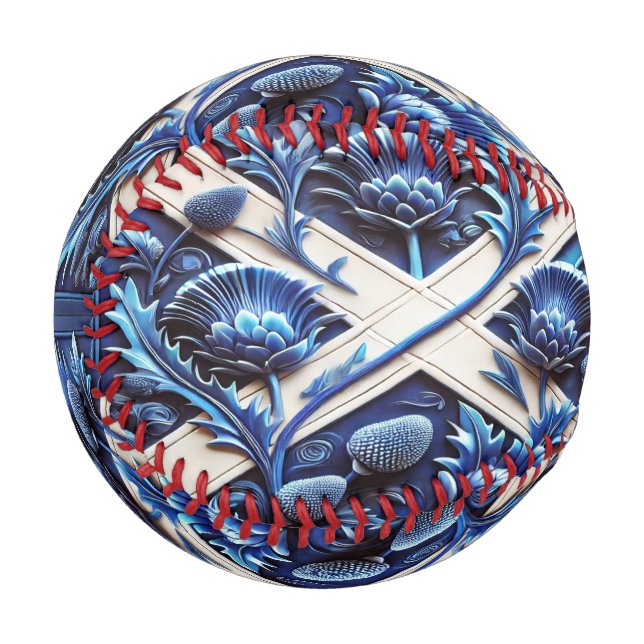Patriotic baseball with Scottish Thistles Design (Front Left)