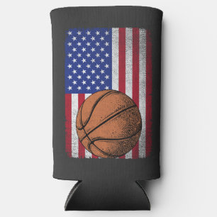 Patriotic Basketball 4th Of July American Flag  Seltzer Can Cooler