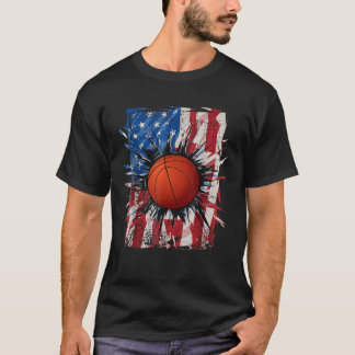 Patriotic Basketball 4th Of July Men USA American T-Shirt