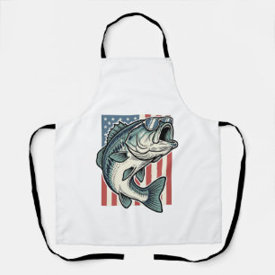 Patriotic Bass Fishing Sunglasses Vintage Vector D Apron