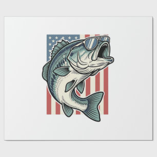 Patriotic Bass Fishing Sunglasses Vintage Vector D Wrapping Paper
