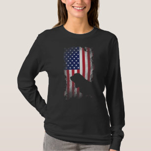 Patriotic Basset Hound American Flag Cool Dog T-Shirt