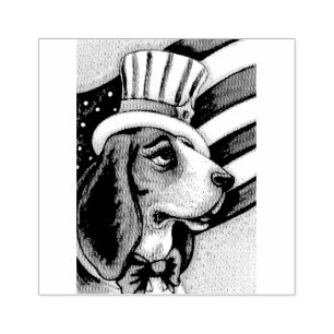 PATRIOTIC BASSET HOUND, DOG RUBBER STAMP