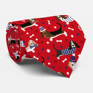 Patriotic Basset Hound Neck Tie