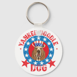 Patriotic Basset Keychain