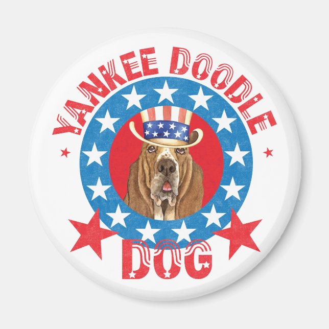 Patriotic Basset Magnet (Front)